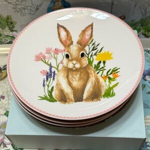 Lenox Bunny Accent Set of 4 Porcelain 8” Plates -New in box